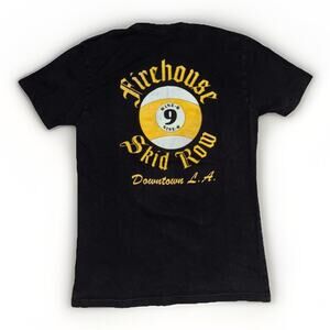 Vintage Firehouse Skid Row Wine-O Nine-O Liquors T-Shirt Black Small 17x25